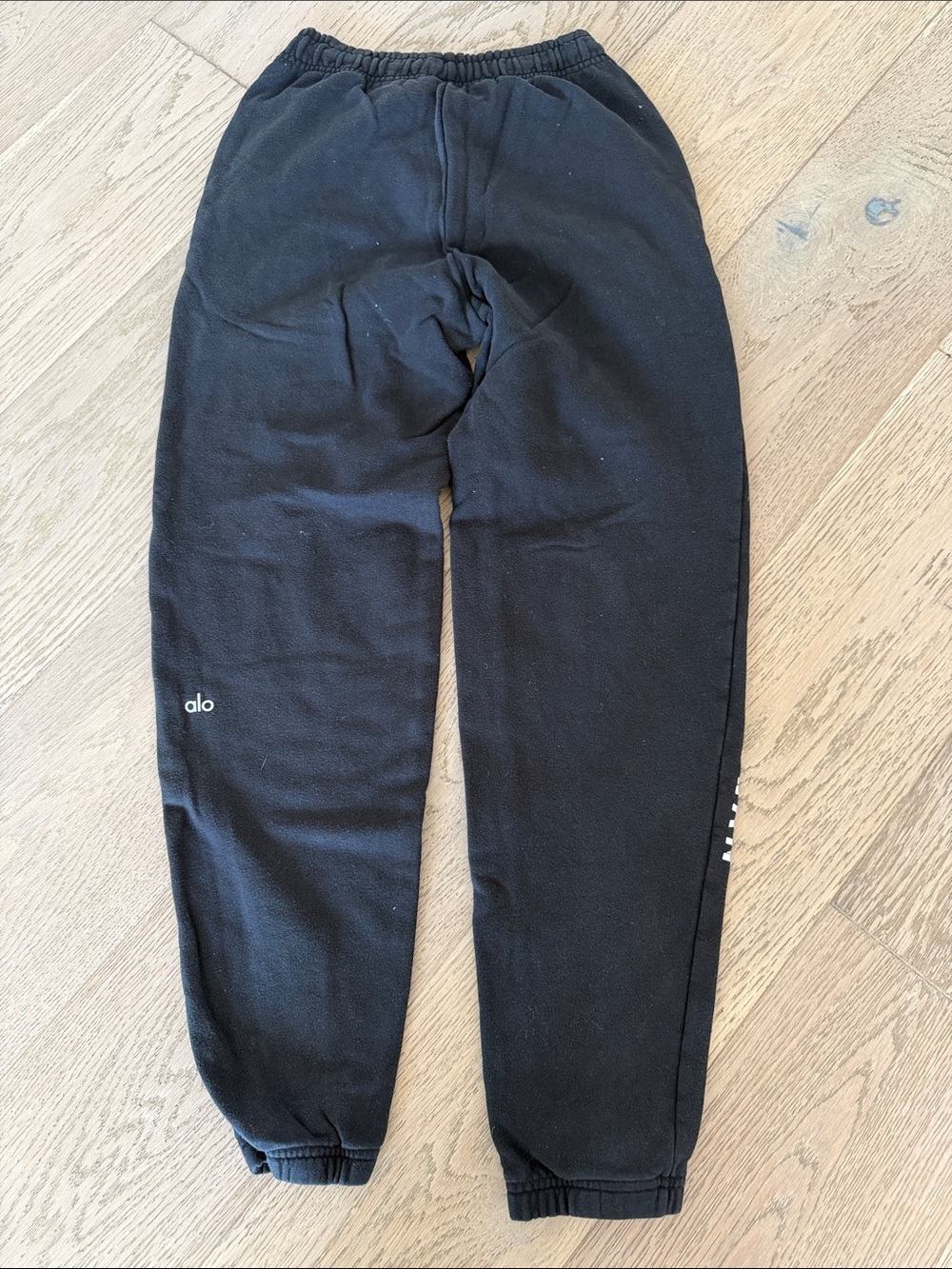 ALO Yoga Black Sweatpants with White Side Logo - Picture 4 of 5